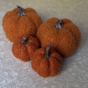 Set of Four Sherpa Orange Pumpkins